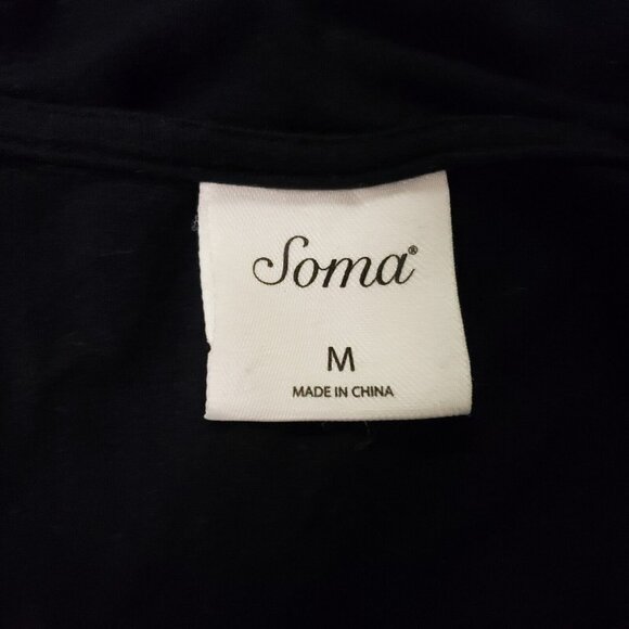 Soma Womens Lace Trim Long Sleeve Top Size M Black Event Party Feminine Witchy - Picture 3 of 8